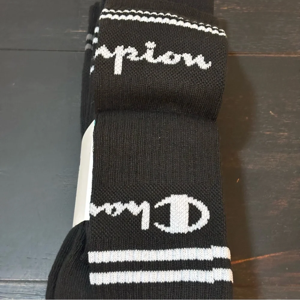 NEW CHAMPION 5 Pair Men’s Performance Cushion CREW SOCKS Black SIZE 6-12.5
